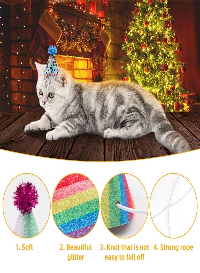 Asofelk 6 PCS Dog Birthday Party Hats/Cat & Mini Party Hats, Stuffed Animal Party Hat, Adjustable Headbands Multi-Color Birthday Hats for Kittens Rabbits Cat Dogs Small Animals - Image 4